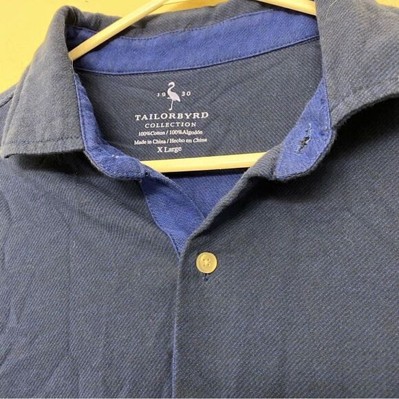 Tailorbyrd Collection navy blue Long sleeve button down shirt 100% cotton-XL - Picture 4 of 7